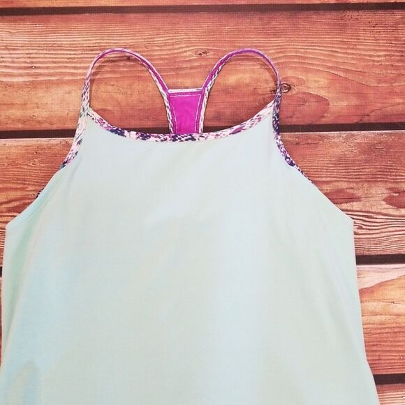 Fabletics Workout Athletic tank top size XS pale green & purple - Picture 1 of 4